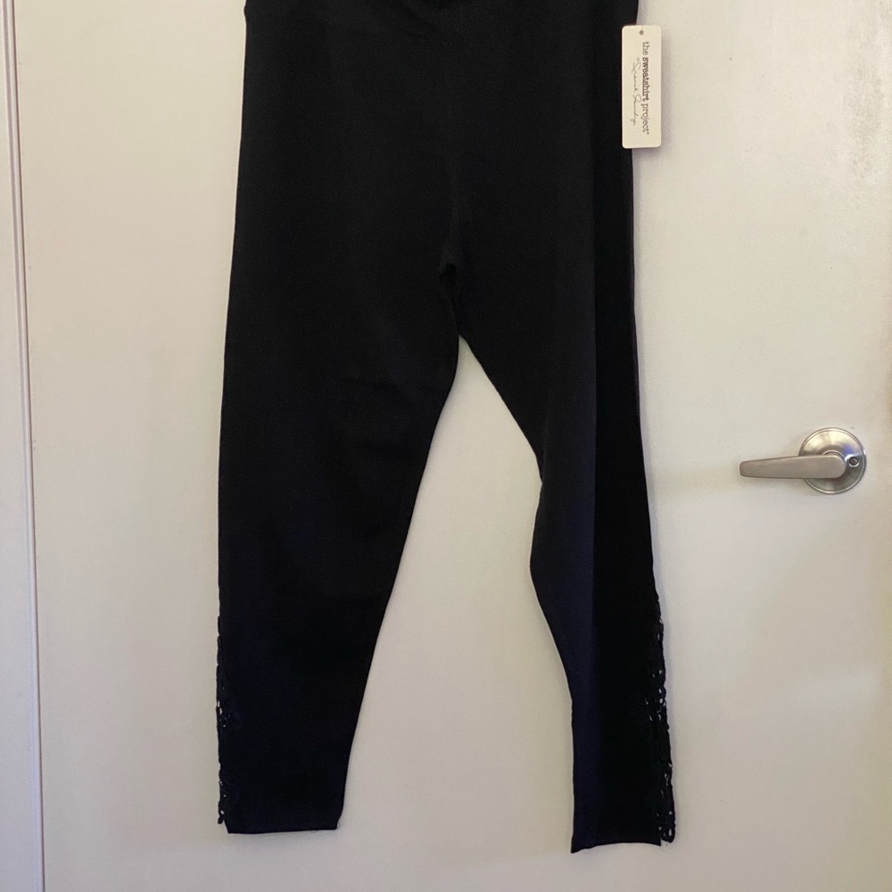 Black Leggings with Embroidered Details
